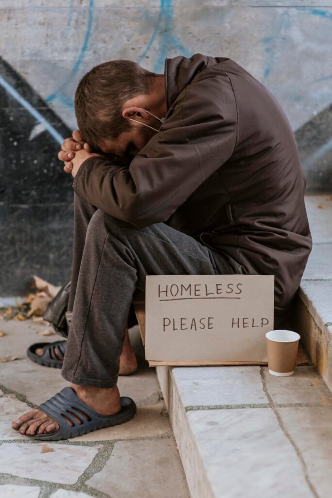 Homeless person asking for help